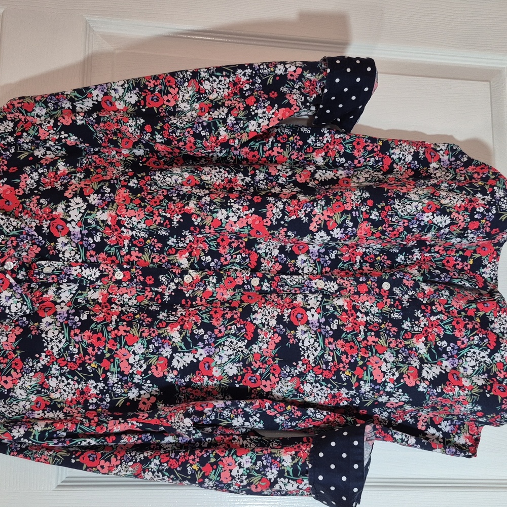 Cottage Core Boho 100% Cotton No Iron Button Down XL